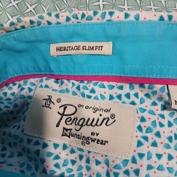 Penguin Slim Fit Blue XXL Short Sleeve Business Casual, Minimalist, Chic Shirt. - Picture 9 of 16